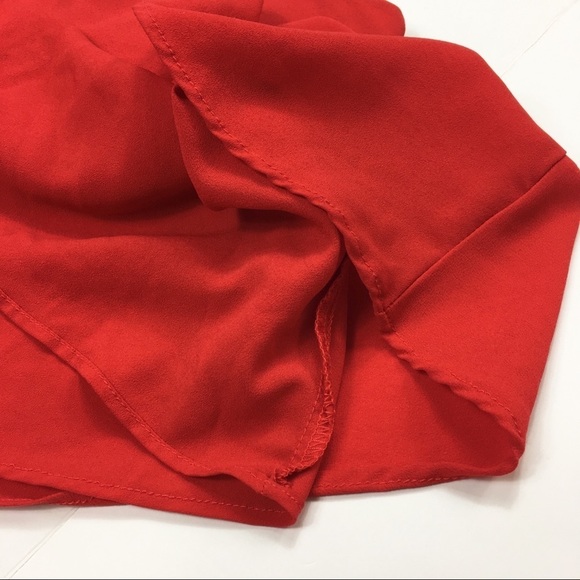 ZARA Ruffle Cropped Camisole Top Red - Picture 4 of 6